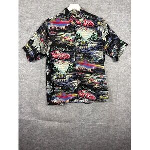 Reyn Spooner Art of Eddy Y Race Car Print Button Down Shirt Mens small woody